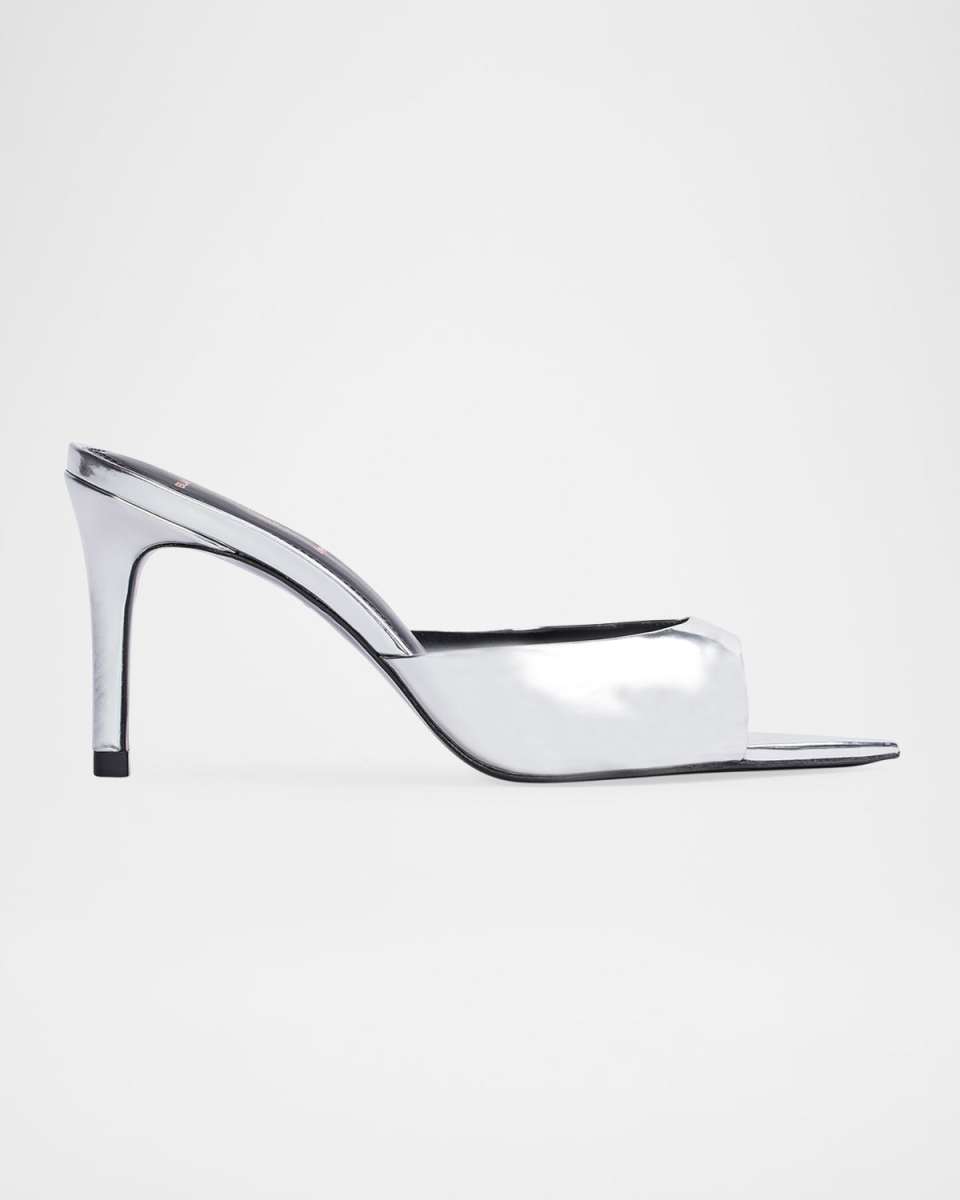 Mirror Leather Stiletto Slide Sandals